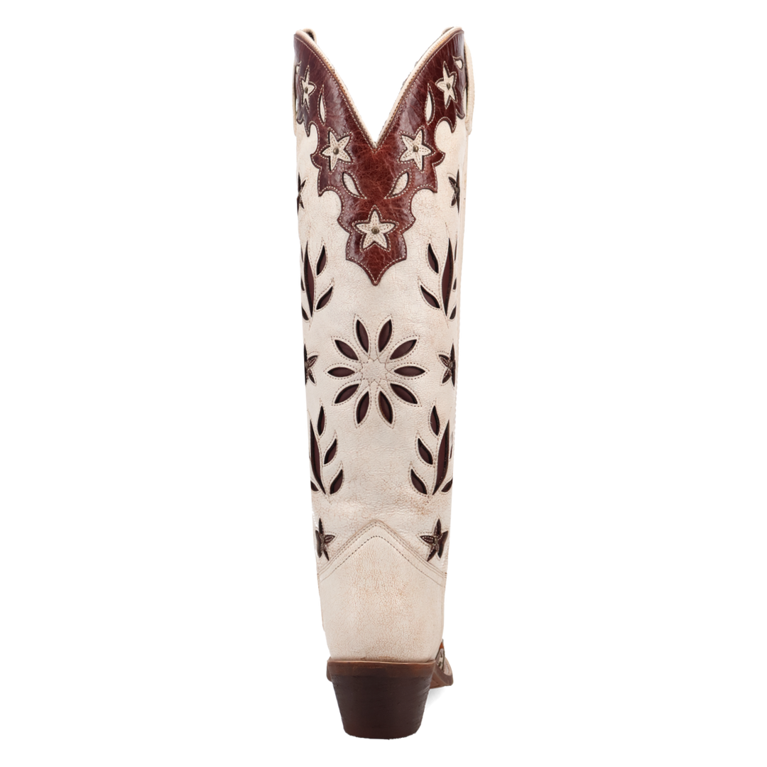 Women's White 17" Laredo Boot with Floral Flourish Inlay Western Snip Toe Boot - 20103