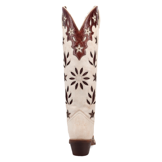 Women's White 17" Laredo Boot with Floral Flourish Inlay Western Snip Toe Boot - 20103