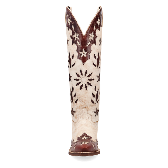 Women's White 17" Laredo Boot with Floral Flourish Inlay Western Snip Toe Boot - 20103