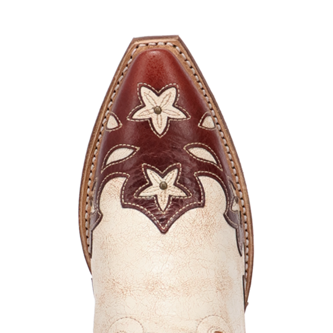 Women's White 17" Laredo Boot with Floral Flourish Inlay Western Snip Toe Boot - 20103