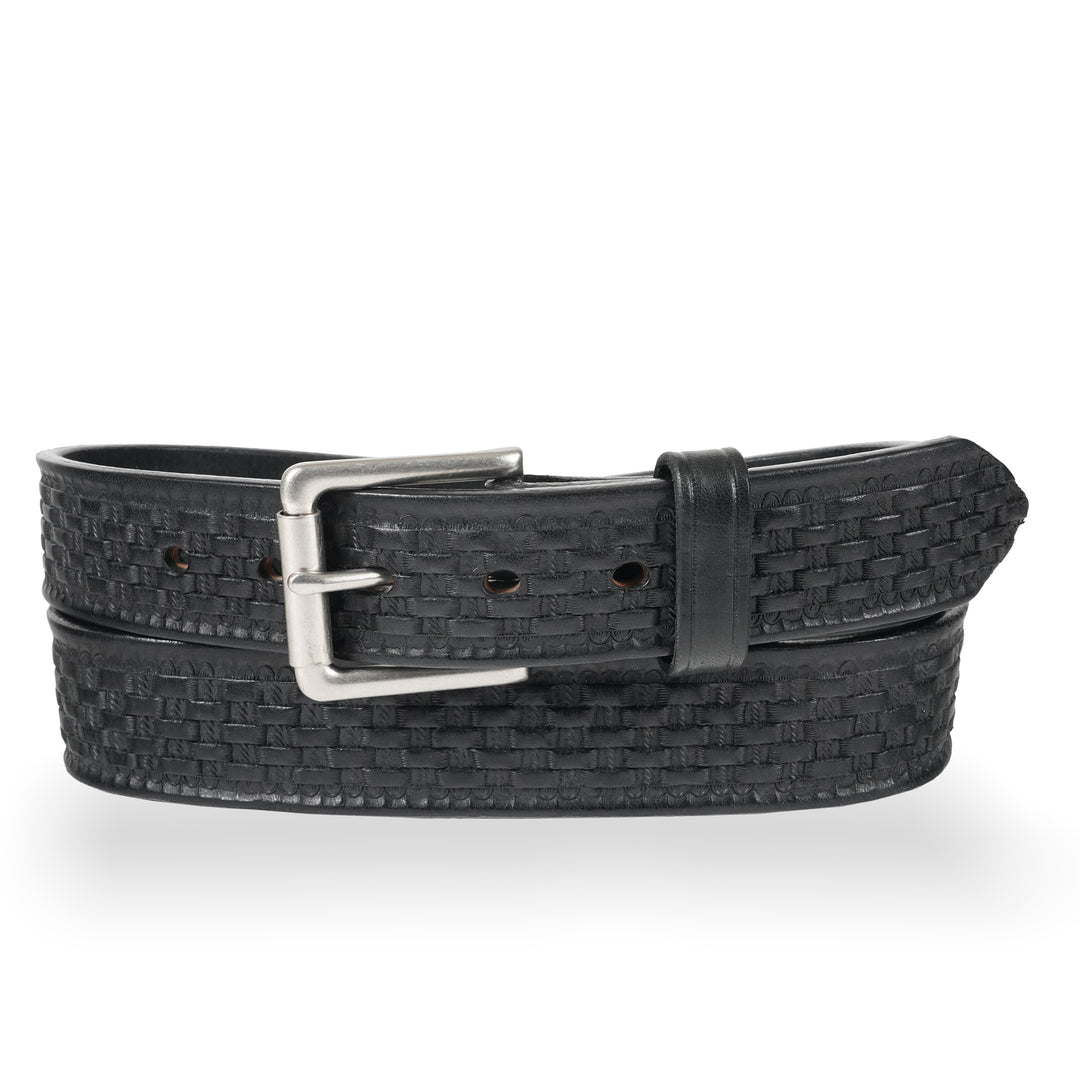 Men's Gingerich Black Basketweave Leather Belt - 202-18
