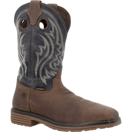 Men's Durango Workhorse Rustic Brown Steel Toe Waterproof Square Toe Work Boot - DDB0561