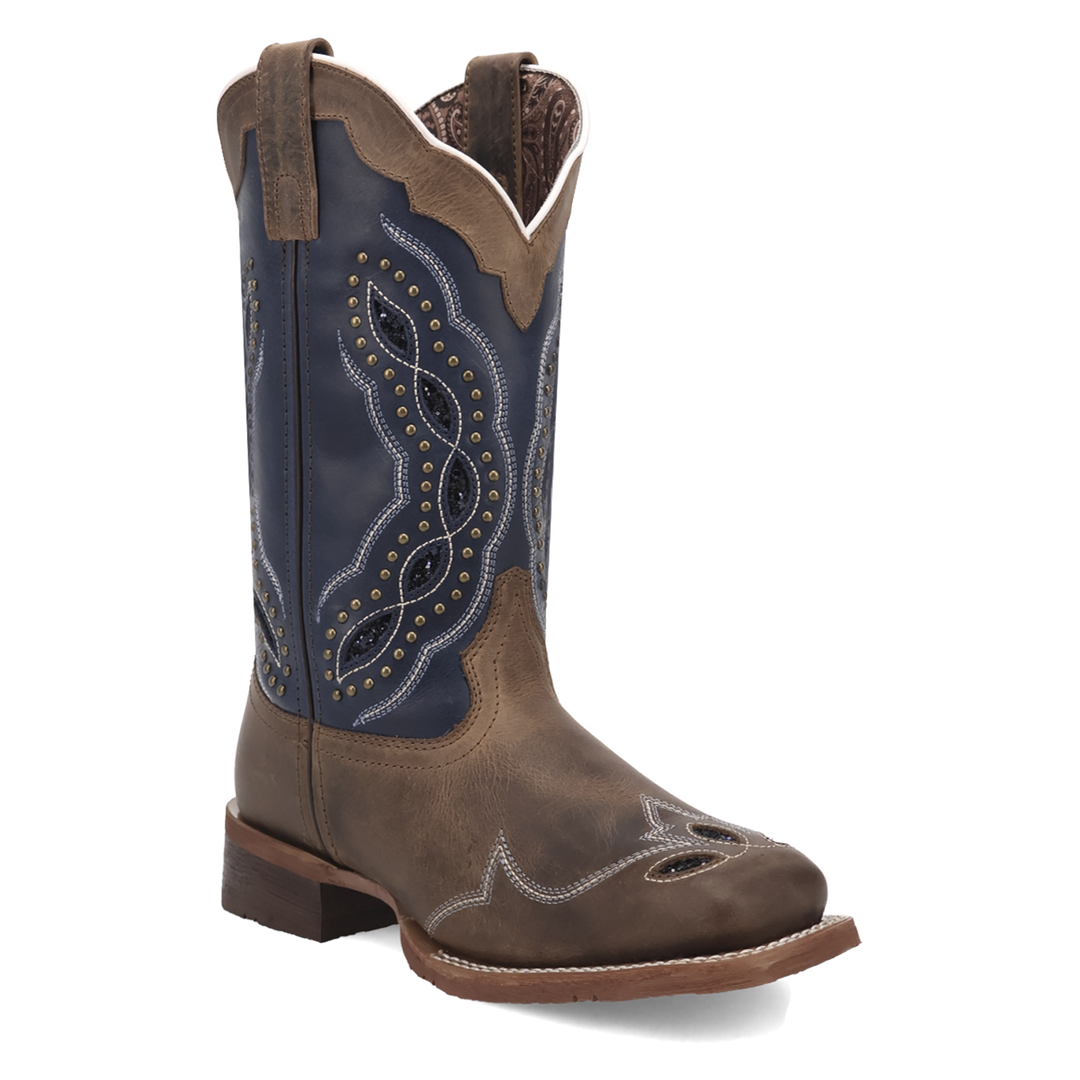 Women's Laredo Dragonfly Tan/Navy Square Toe Leather Western Boot - 2035