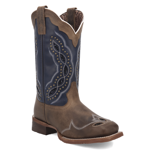 Women's Laredo Dragonfly Tan/Navy Square Toe Leather Western Boot - 2035