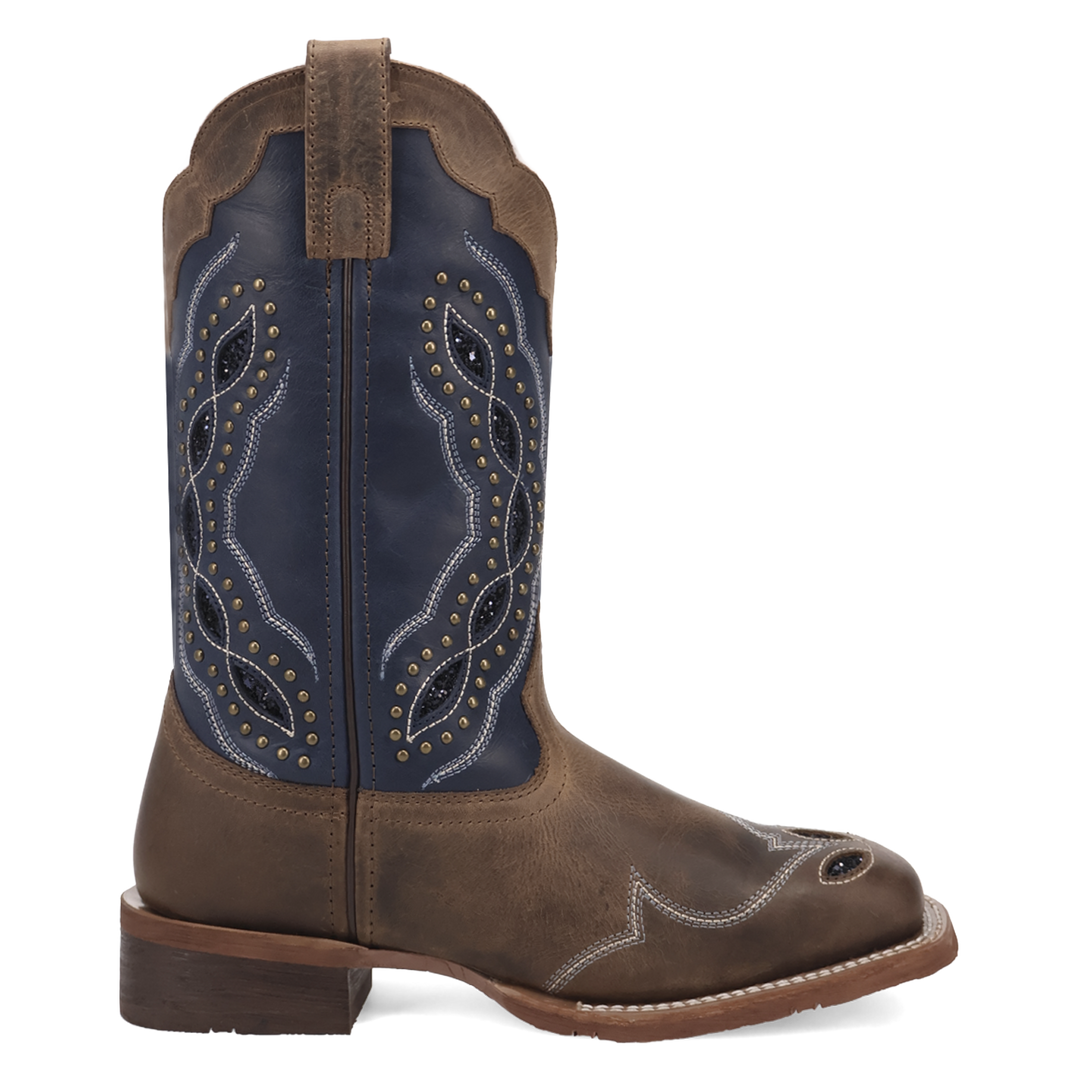 Women's Laredo Dragonfly Tan/Navy Square Toe Leather Western Boot - 2035
