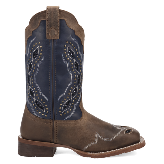 Women's Laredo Dragonfly Tan/Navy Square Toe Leather Western Boot - 2035