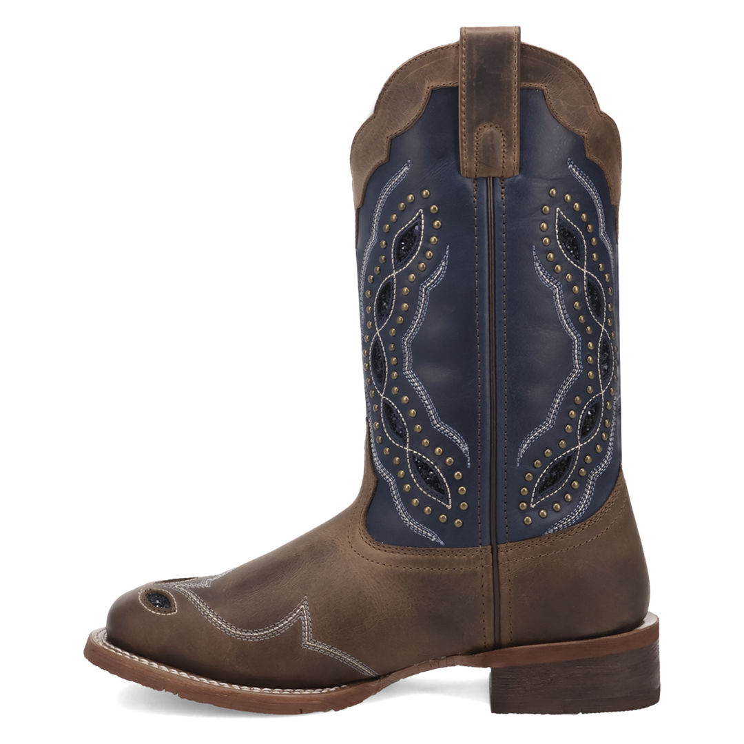 Women's Laredo Dragonfly Tan/Navy Square Toe Leather Western Boot - 2035