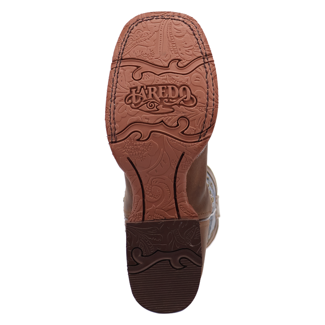 Women's Laredo Dragonfly Tan/Navy Square Toe Leather Western Boot - 2035