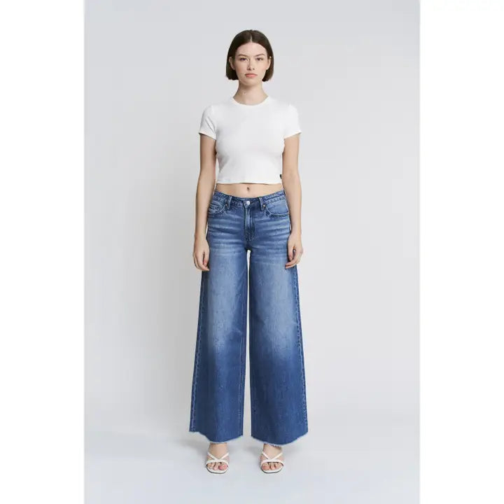 Ladies Mica Denim High Rise Wide Leg - MDP-W3571A