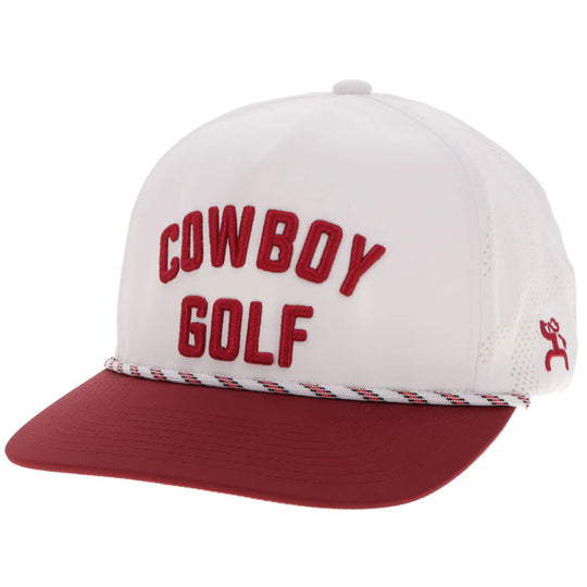 Hooey "Cowboy Golf" Hat White & Red w/ Red Stitching - 2516T-WHRD