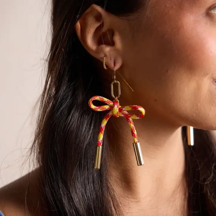 Nickel & Suede Red & Yellow Simone Cord Earring