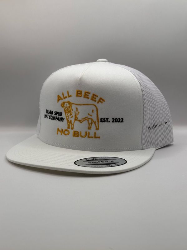 Silver Spur Hat Co. All Beef No Bull White Snapback