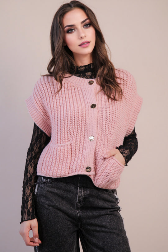 Ladies Very J Oversized Button Down Knit Sweater - 12W3382N