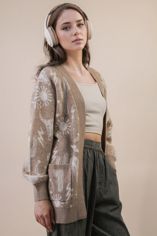 Oversized Western Graphic Knit Sweater - 12W3393N