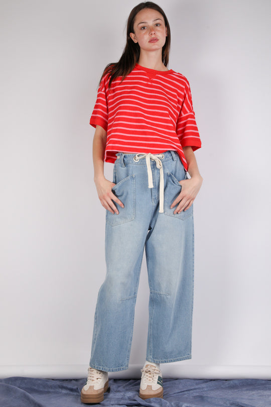 Ladies Very J Washed Denim Barrel Pants - VJP90029