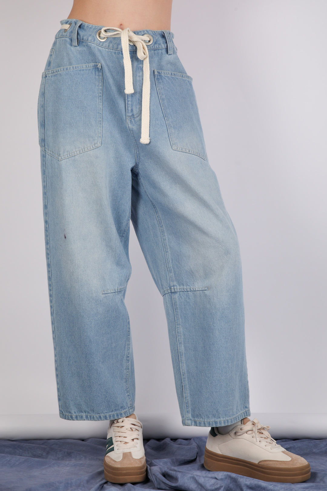 Ladies Very J Washed Denim Barrel Pants - VJP90029