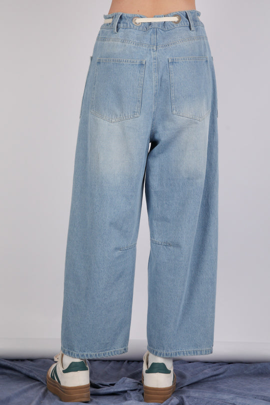 Ladies Very J Washed Denim Barrel Pants - VJP90029