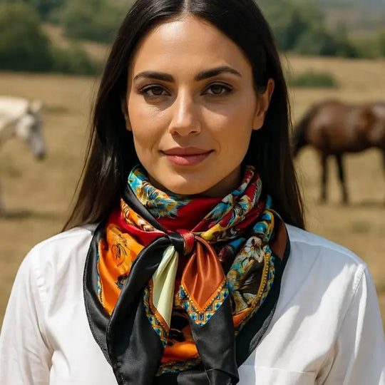 Rodeo Drive Black and Red Floral Paisley Wild Rag/Scarf - WR1025