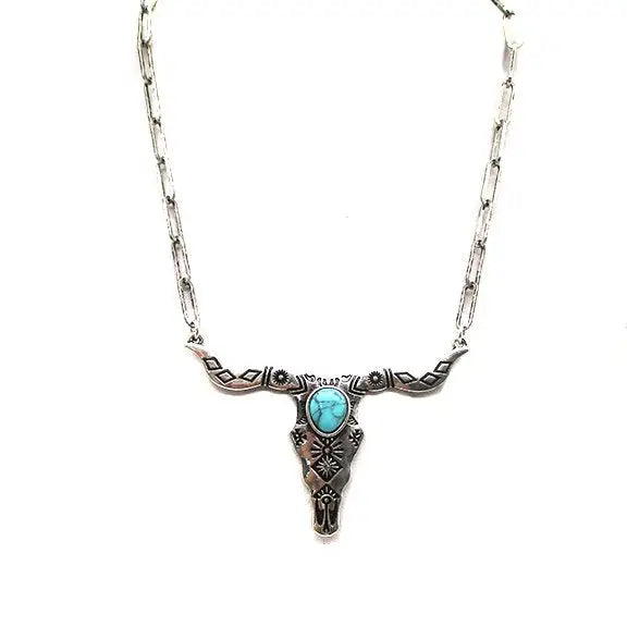 Western Steerhead Pendant Necklace - SN0185SBTQ