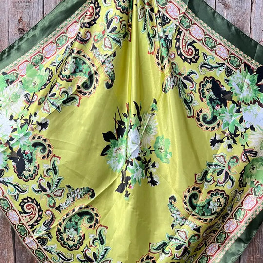 Rodeo Drive Green Floral Paisley Wild Rag - WR174