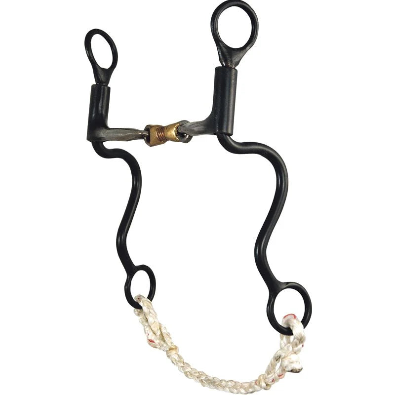 Dutton Bits 3 Piece Snaffle with Smooth Bar and Copper Wrapped Dog Bone Center Long Cavalry Shank 07-19