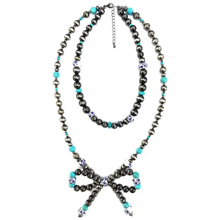 Western Ribbon Navajo Ceramic Pearl Necklace