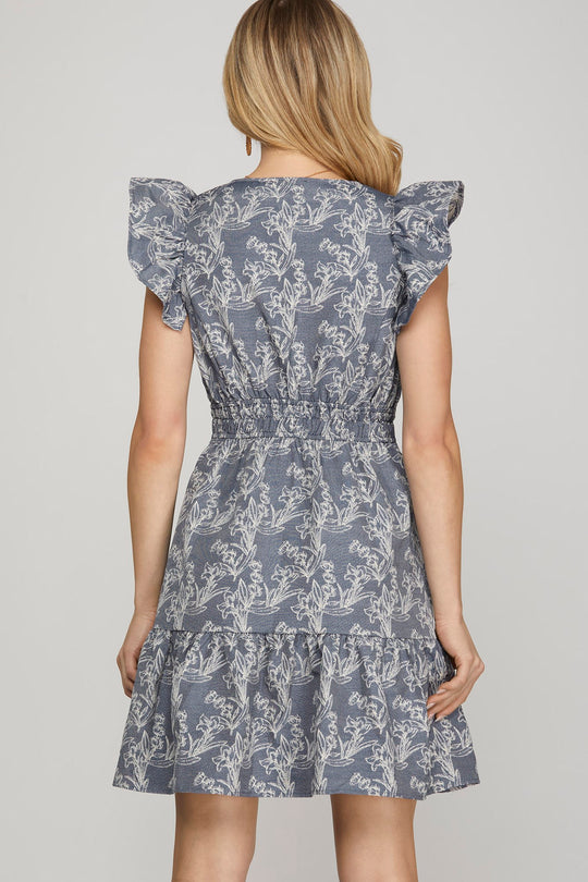 Ladies She + Sky Denim Jacquard Dress - SY8471