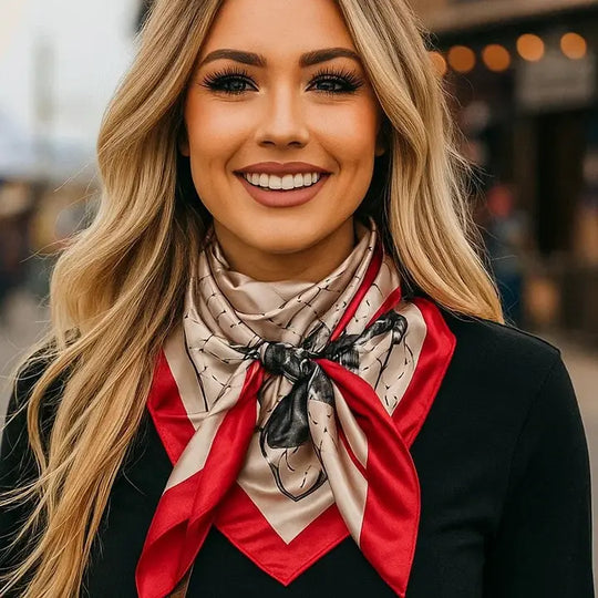 Rodeo Drive Cream & Red Four Leaf Clover Wild Rag/Scarf - WR323