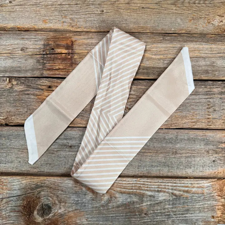 Rodeo Drive Tan & Cream Western Skinny Mini Wild Rag Cowgirl Necktie - TW106