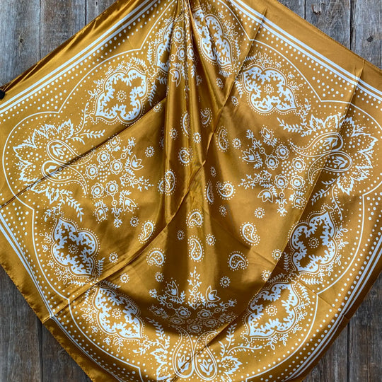 Rodeo Drive Mustard Floral Paisley Wild Rag - WR3379