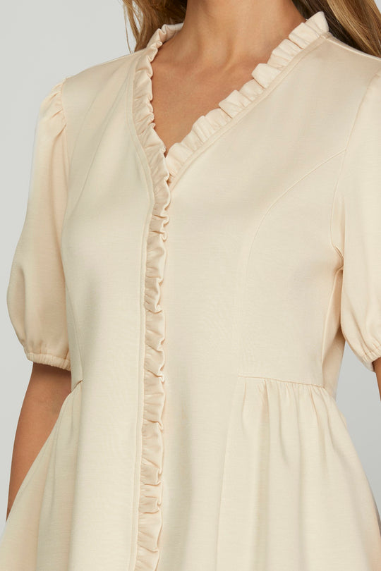 Ladies She + Sky Ruffled Neck Knit Top - SY9209