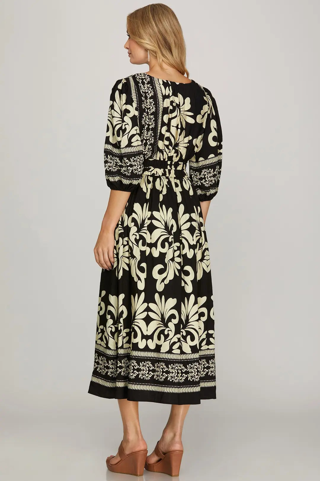 Ladies She + Sky Black Printed Woven Dress - SY9323