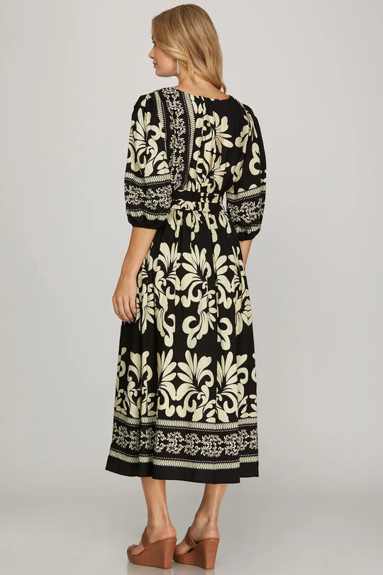 Ladies She + Sky Black Printed Woven Dress - SY9323