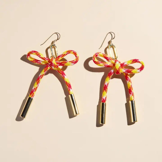 Nickel & Suede Red & Yellow Simone Cord Earring