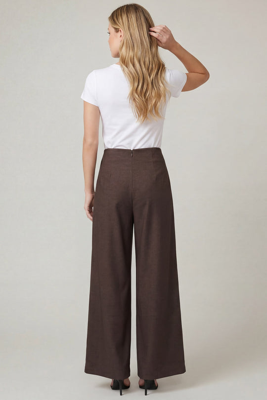 Ladies She + Sky Brown Wide Leg Pants - ST1585-P