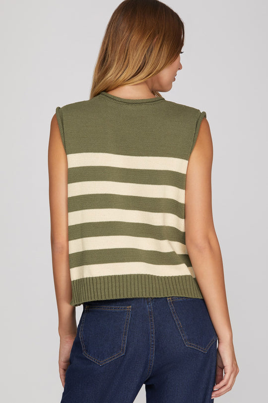 Ladies She + Sky Stripe Sweater Top - ST1100R