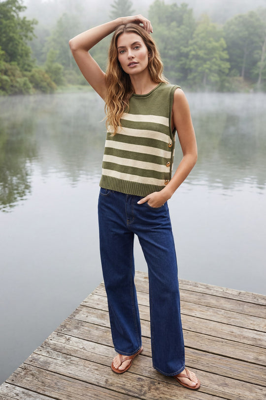 Ladies She + Sky Stripe Sweater Top - ST1100R