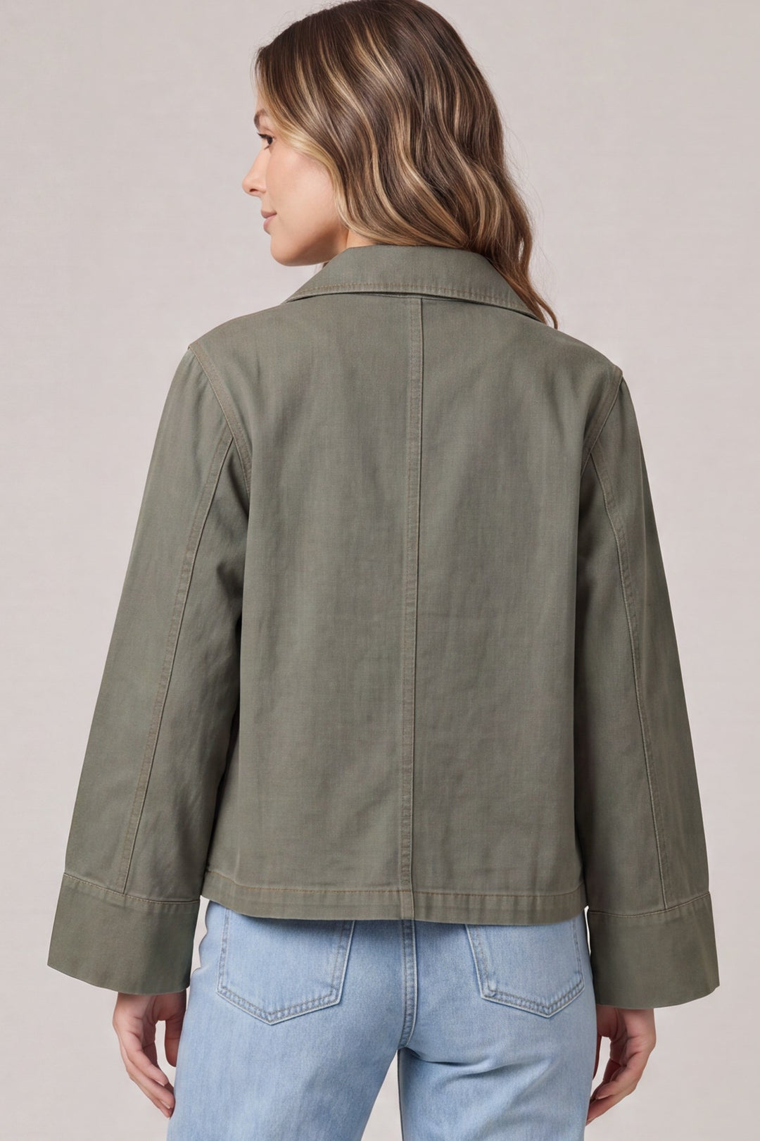 Ladies She + Sky Olive Washed Swing Jacket - ST2111-J