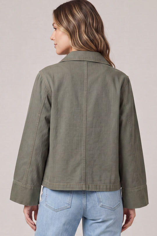 Ladies She + Sky Olive Washed Swing Jacket - ST2111-J