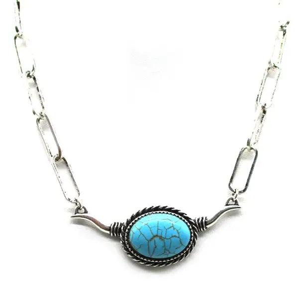 Western Horn Turquoise Necklace - SN0561SBTQ