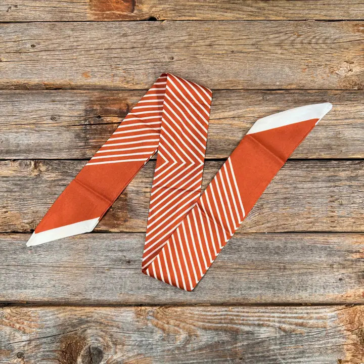 Rodeo Drive Burnt Orange & Cream Western Skinny Wild Rag Cowgirl Necktie - TW110