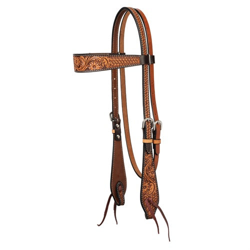 Weaver Floral Tooled Basketweave Browband Headstall
