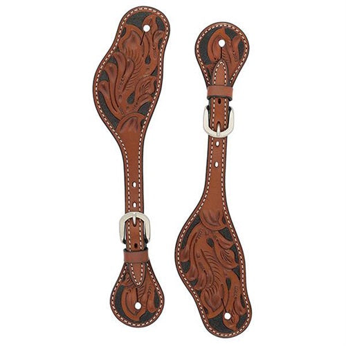 Weaver Men's Floral Carved Spur Straps