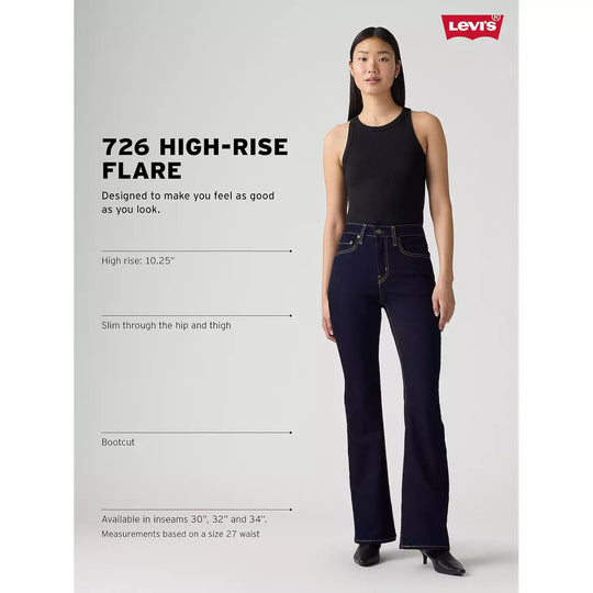 Ladies Levi 726 High-rise Eternal Indigo Dark Wash Flare Jeans