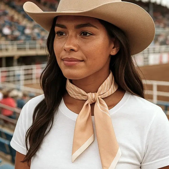 Rodeo Drive Tan & Cream Western Skinny Mini Wild Rag Cowgirl Necktie - TW106