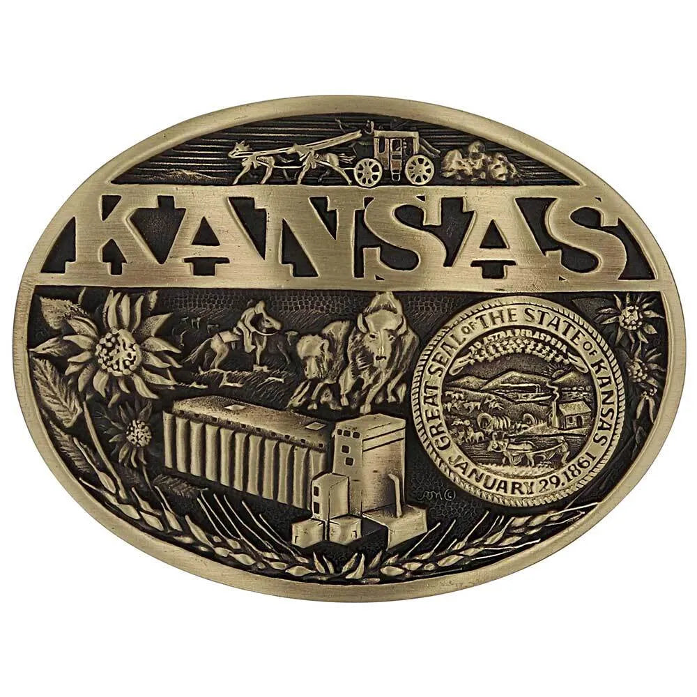 Montana Silversmiths Kansas State Heritage Attitude Buckle - 60811KSC