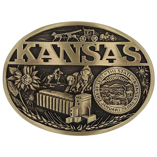 Montana Silversmiths Kansas State Heritage Attitude Buckle - 60811KSC