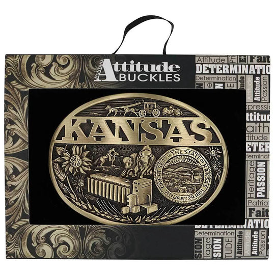 Montana Silversmiths Kansas State Heritage Attitude Buckle - 60811KSC