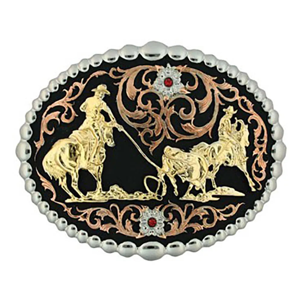 Montana Silversmiths Tri Color Team Roper Attitude Belt Buckle - 60969