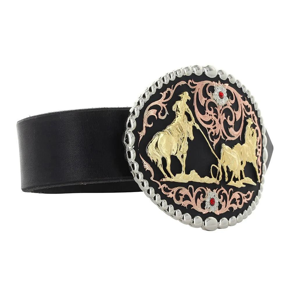 Montana Silversmiths Tri Color Team Roper Attitude Belt Buckle - 60969